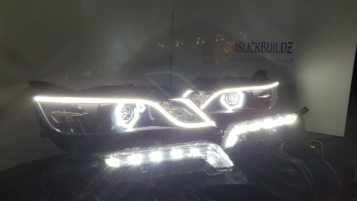 2014-2020 Chevy Impala OEM Style Black Housing with Amber Corner Projector Headlights