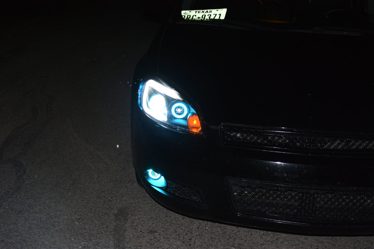 GMSLICKBUILDZ 2006-2014 Chevy Impala/ Monte Carlo RGBW Spyder Light Bar Headlights