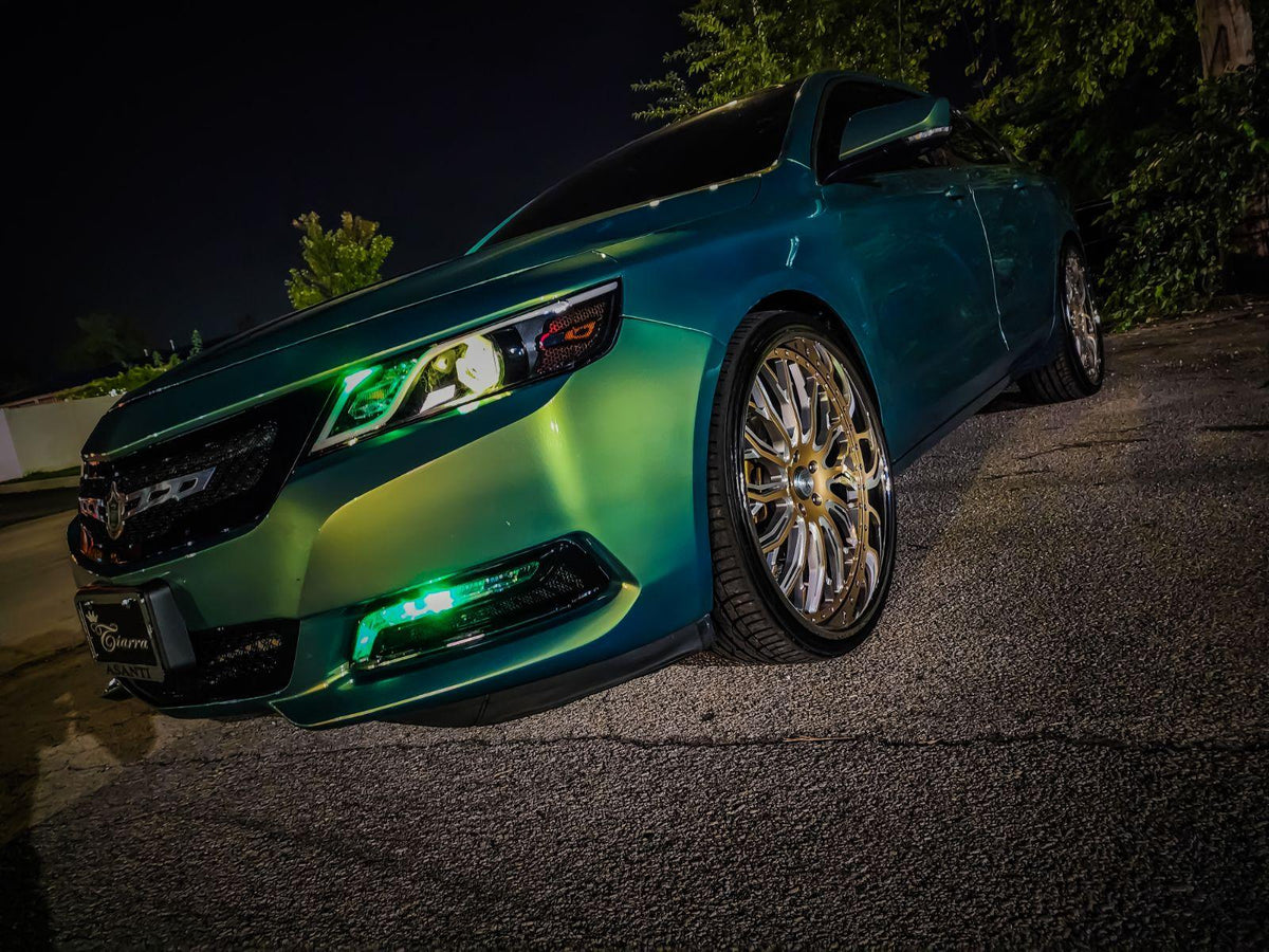 2014-2020 Chevy Impala OEM Style Black Housing with Amber Corner Projector Headlights